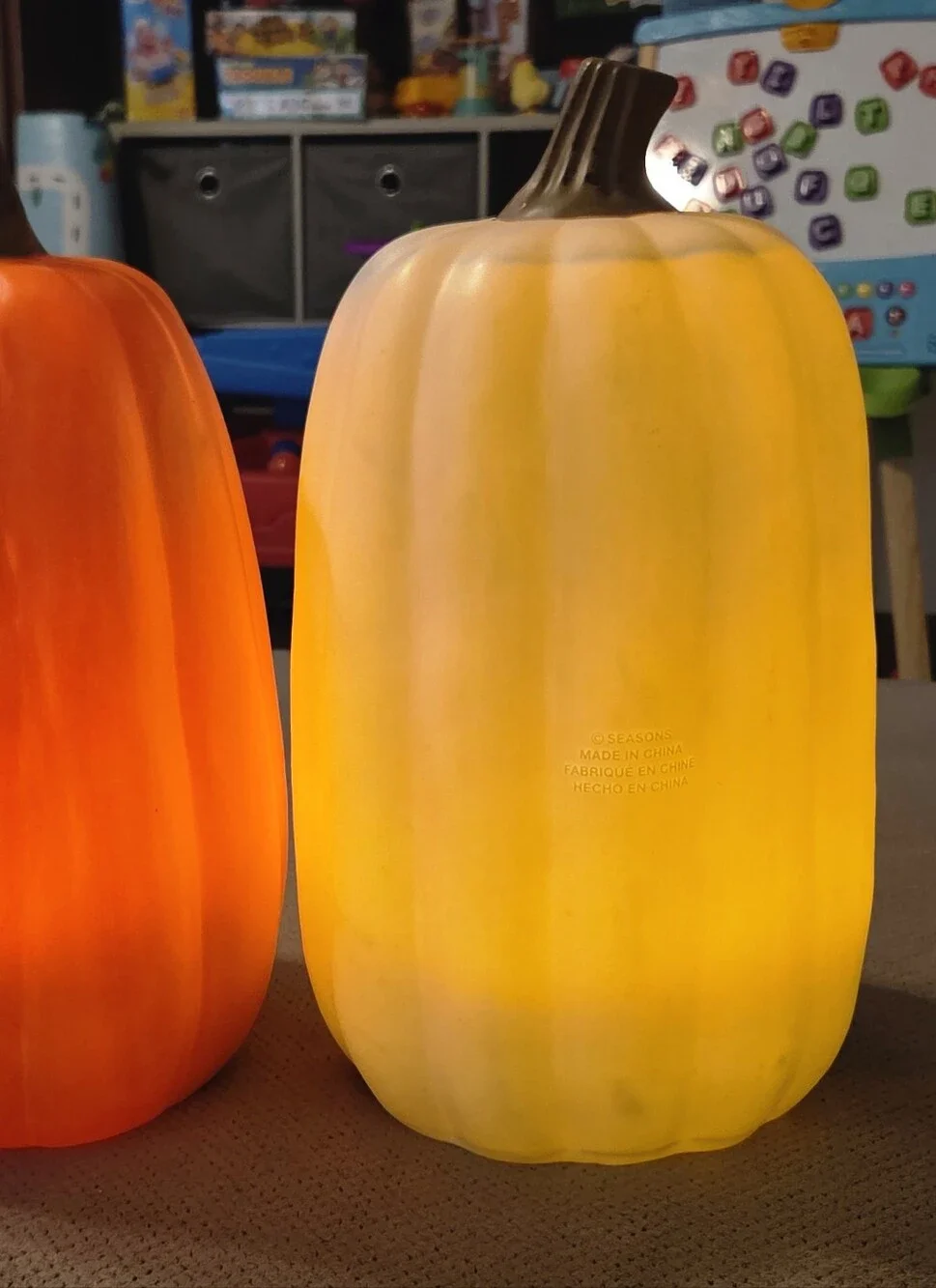 White Light up Pumpkin with Timer. Decorative Prop - Halloween Fall Decor.
